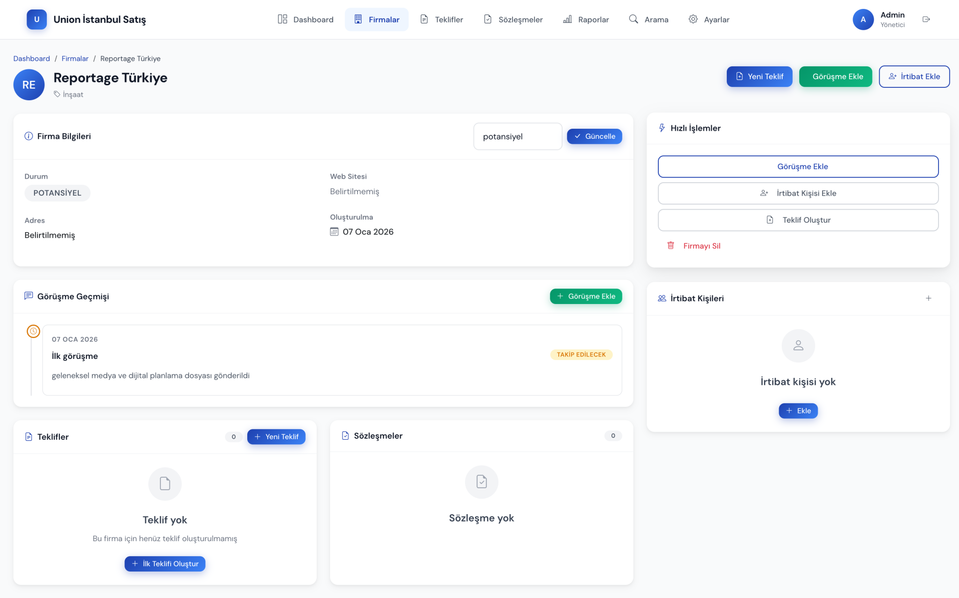 Firma Detay Sayfası