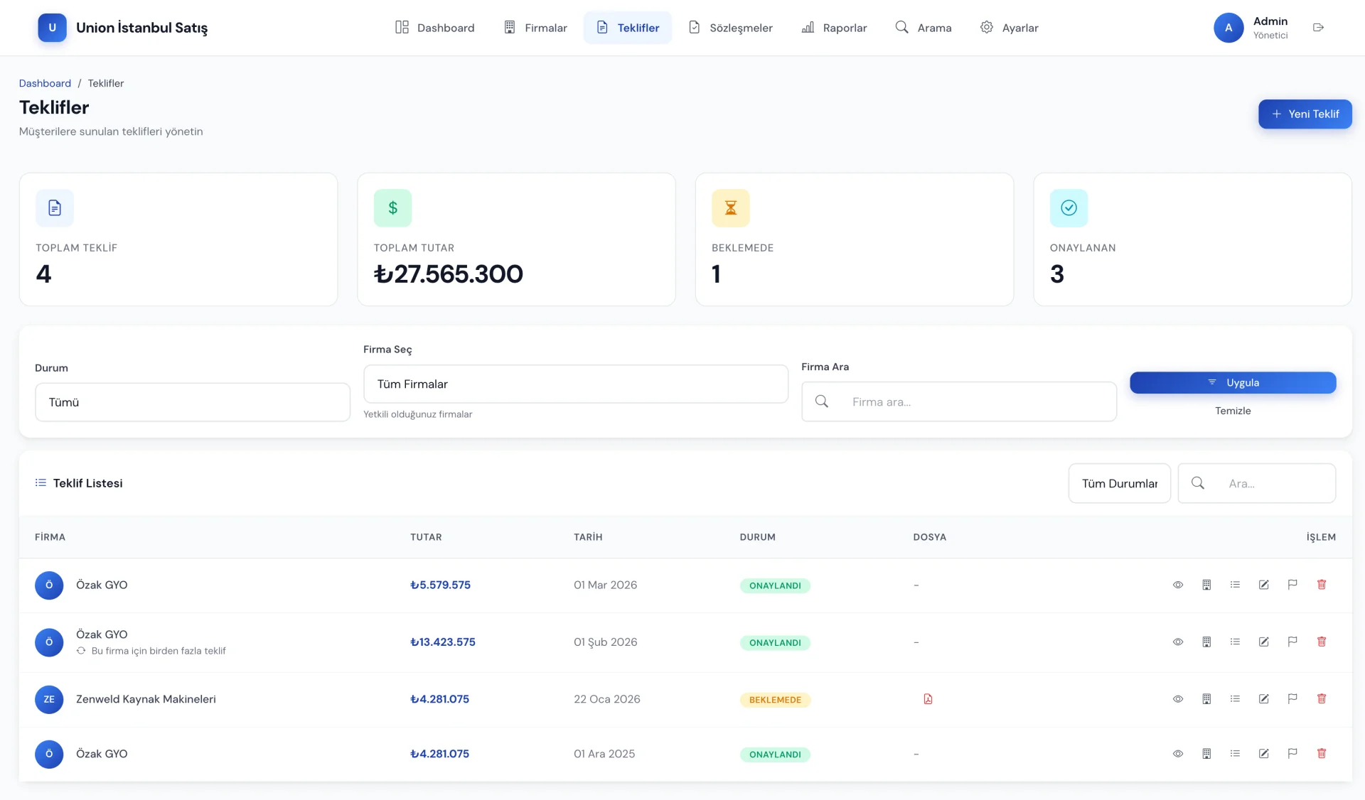 Teklif Yönetimi